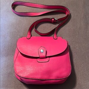 Denver Hayes Vibrant Pink Crossbody Bag with Adjustable Strap